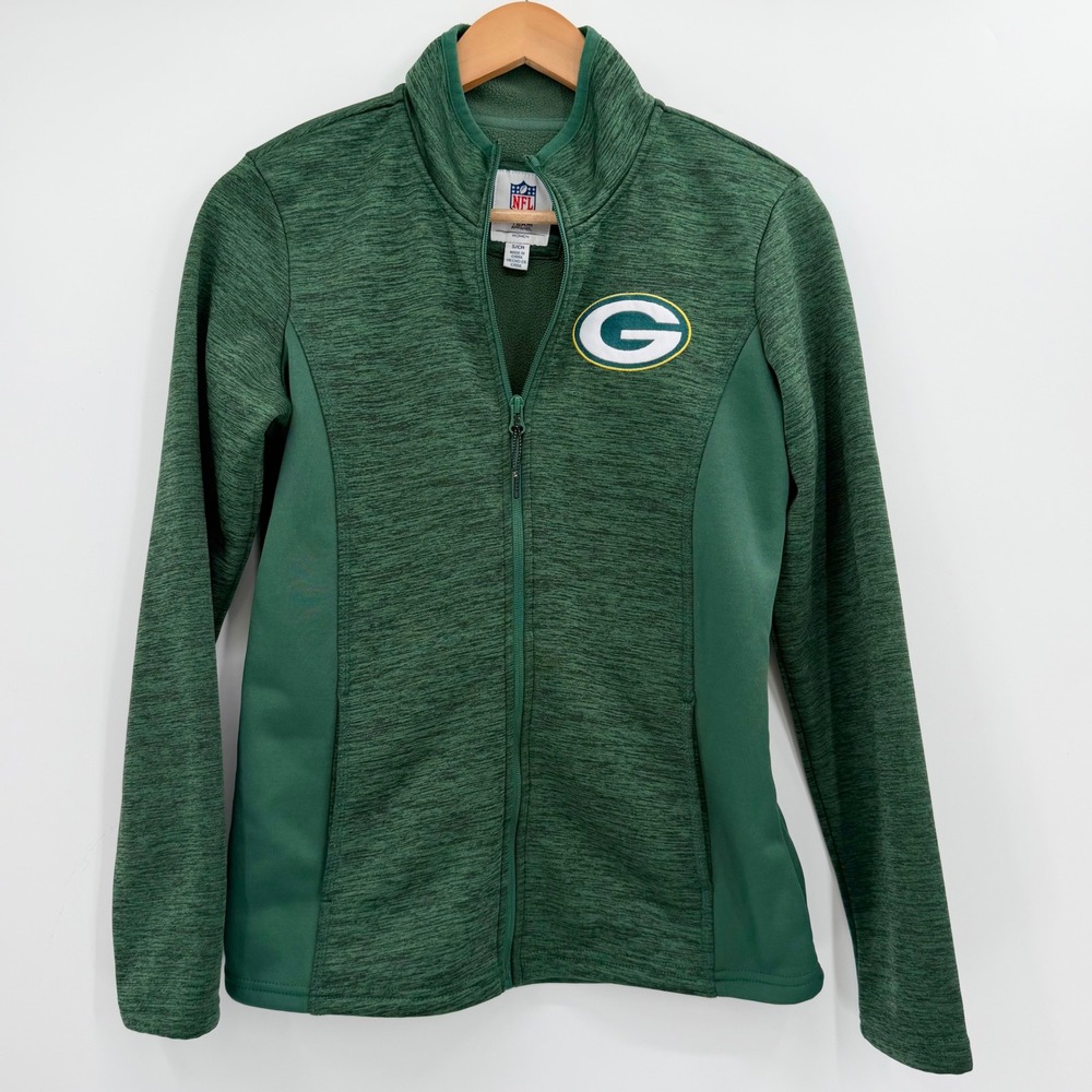 Green Bay Packers Women's Small Full Zip Fleece Jacket NFL Green Heather